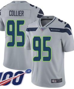 Nike Seattle Seahawks #95 L.J. Collier Grey Alternate Stitched NFL 100th Season Vapor Limited Jersey