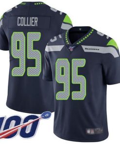 Nike Seattle Seahawks #95 L.J. Collier Steel Blue Team Color Stitched NFL 100th Season Vapor Limited Jersey