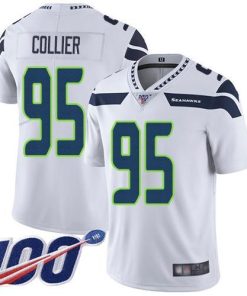 Nike Seattle Seahawks #95 L.J. Collier White Stitched NFL 100th Season Vapor Limited Jersey