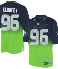 Nike Seattle Seahawks #96 Cortez Kennedy Steel Blue/Green Stitched NFL Elite Fadeaway Fashion Jersey
