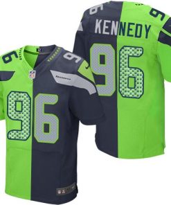 Nike Seattle Seahawks #96 Cortez Kennedy Steel Blue/Green Stitched NFL Elite Split Jersey