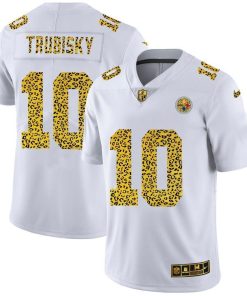 Nike Steelers #10 Mitchell Trubisky Nike Flocked Leopard Print Vapor Limited NFL Jersey White