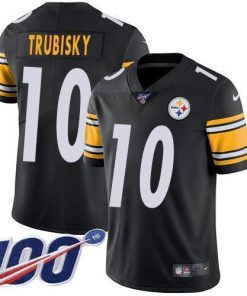 Nike Steelers #10 Mitchell Trubisky Black Team Color Stitched NFL 100th Season Vapor Limited Jersey