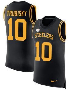 Nike Steelers #10 Mitchell Trubisky Black Team Color Stitched NFL Limited Rush Tank Top Jersey