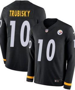 Nike Steelers #10 Mitchell Trubisky Black Team Color Stitched NFL Limited Therma Long Sleeve Jersey