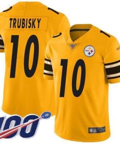 Nike Steelers #10 Mitchell Trubisky Gold Stitched NFL Limited Inverted Legend 100th Season Jersey