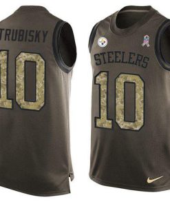 Nike Steelers #10 Mitchell Trubisky Green Stitched NFL Limited Salute To Service Tank Top Jersey