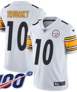 Nike Steelers #10 Mitchell Trubisky White Stitched NFL 100th Season Vapor Limited Jersey
