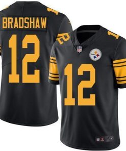 Nike Steelers #12 Terry Bradshaw Black Stitched NFL Limited Rush Jersey