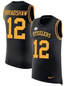 Nike Steelers #12 Terry Bradshaw Black Team Color Stitched NFL Limited Rush Tank Top Jersey