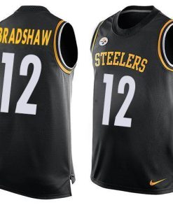 Nike Steelers #12 Terry Bradshaw Black Team Color Stitched NFL Limited Tank Top Jersey