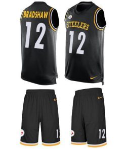 Nike Steelers #12 Terry Bradshaw Black Team Color Stitched NFL Limited Tank Top Suit Jersey