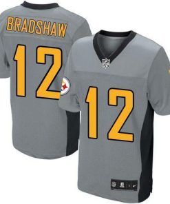 Nike Steelers #12 Terry Bradshaw Grey Shadow Stitched NFL Elite Jersey