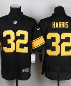 Nike Steelers #32 Franco Harris Black(Gold No.) Stitched NFL Elite Jersey