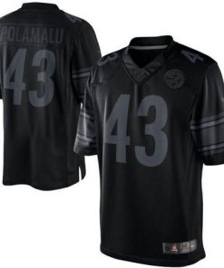 Nike Steelers #43 Troy Polamalu Black Stitched NFL Drenched Limited Jersey