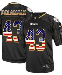 Nike Steelers #43 Troy Polamalu Black Stitched NFL Elite USA Flag Fashion Jersey