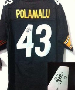 Nike Steelers #43 Troy Polamalu Black Team Color Stitched NFL Elite Autographed Jersey