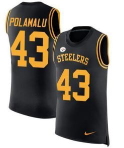 Nike Steelers #43 Troy Polamalu Black Team Color Stitched NFL Limited Rush Tank Top Jersey