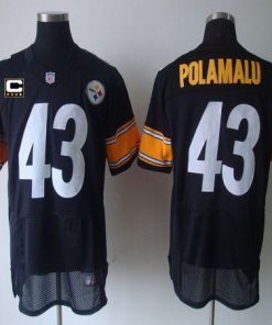 Nike Steelers #43 Troy Polamalu Black Team Color With C Patch Stitched NFL Elite Jersey
