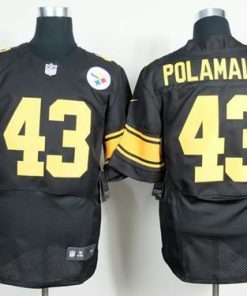 Nike Steelers #43 Troy Polamalu Black(Gold No.) Stitched NFL Elite Jersey