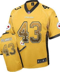 Nike Steelers #43 Troy Polamalu Gold Stitched NFL Elite Drift Fashion Jersey