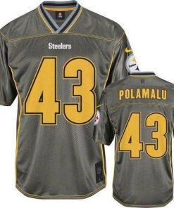 Nike Steelers #43 Troy Polamalu Grey Stitched NFL Elite Vapor Jersey