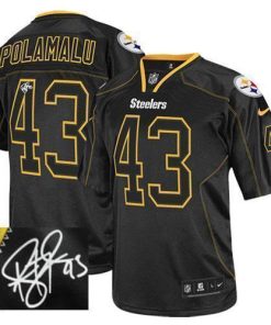 Nike Steelers #43 Troy Polamalu Lights Out Black Stitched NFL Elite Autographed Jersey