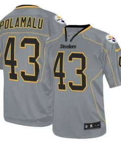 Nike Steelers #43 Troy Polamalu Lights Out Grey Stitched NFL Elite Jersey
