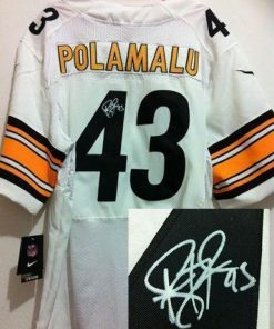 Nike Steelers #43 Troy Polamalu White Stitched NFL Elite Autographed Jersey