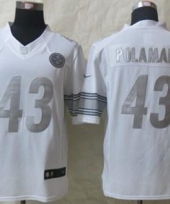Nike Steelers #43 Troy Polamalu White Stitched NFL Limited Platinum Jersey
