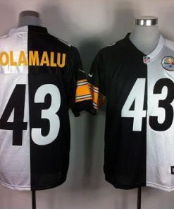 Nike Steelers #43 Troy Polamalu White/Black Stitched NFL Elite Split Jersey