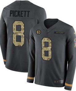Nike Steelers #8 Kenny Pickett Anthracite Salute To Service Stitched NFL Limited Therma Long Sleeve Jersey