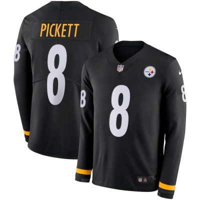 Nike Steelers #8 Kenny Pickett Black Team Color Stitched NFL Limited Therma Long Sleeve Jersey