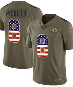 Nike Steelers #8 Kenny Pickett Olive/USA Flag Stitched NFL Limited 2017 Salute To Service Jersey