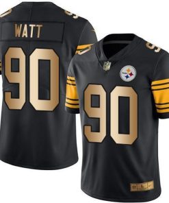 Nike Steelers #90 T. J. Watt Black Stitched NFL Limited Gold Rush Jersey