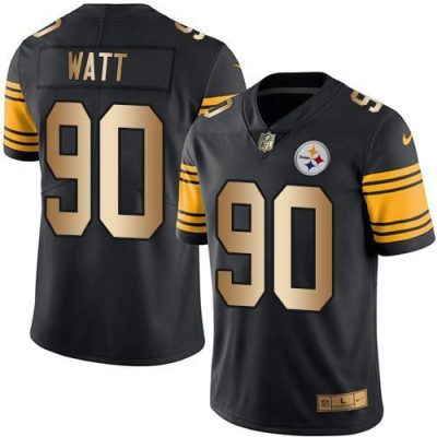 Nike Steelers #90 T. J. Watt Black Stitched NFL Limited Gold Rush Jersey