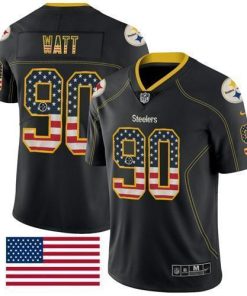 Nike Steelers #90 T. J. Watt Black Stitched NFL Limited Rush USA Flag Jersey