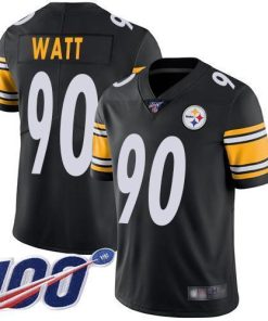 Nike Steelers #90 T. J. Watt Black Team Color Stitched NFL 100th Season Vapor Limited Jersey