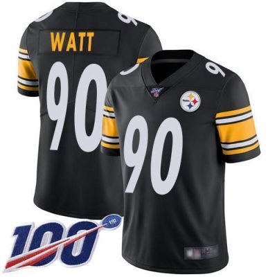 Nike Steelers #90 T. J. Watt Black Team Color Stitched NFL 100th Season Vapor Limited Jersey