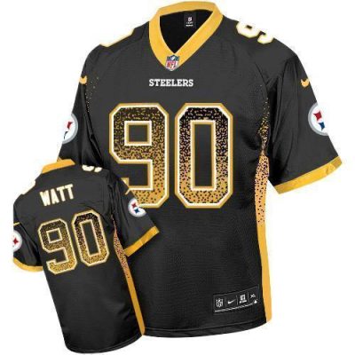 Nike Steelers #90 T. J. Watt Black Team Color Stitched NFL Elite Drift Fashion Jersey