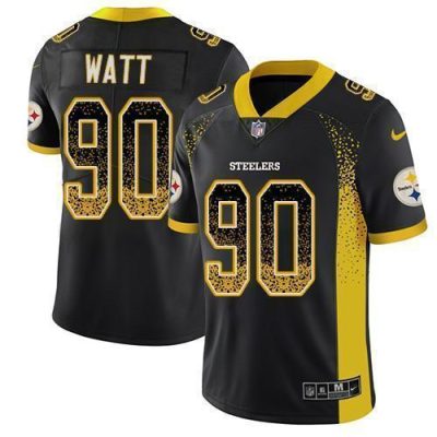 Nike Steelers #90 T. J. Watt Black Team Color Stitched NFL Limited Rush Drift Fashion Jersey