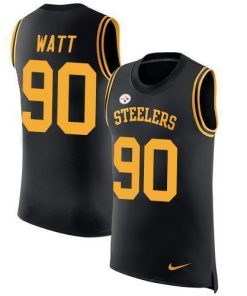 Nike Steelers #90 T. J. Watt Black Team Color Stitched NFL Limited Rush Tank Top Jersey