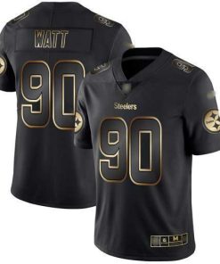 Nike Steelers #90 T. J. Watt Black/Gold Stitched NFL Vapor Untouchable Limited Jersey