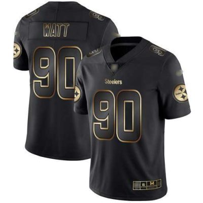 Nike Steelers #90 T. J. Watt Black/Gold Stitched NFL Vapor Untouchable Limited Jersey