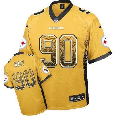 Nike Steelers #90 T. J. Watt Gold Stitched NFL Elite Drift Fashion Jersey