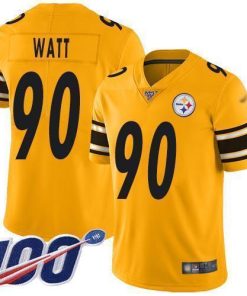 Nike Steelers #90 T. J. Watt Gold Stitched NFL Limited Inverted Legend 100th Season Jersey