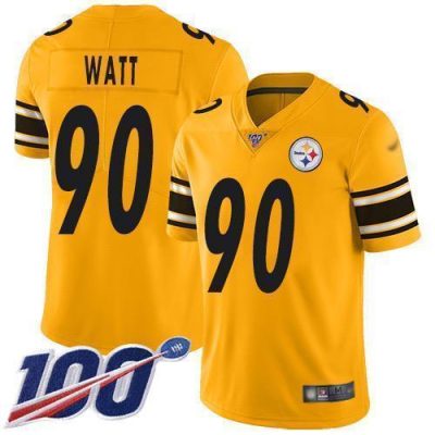 Nike Steelers #90 T. J. Watt Gold Stitched NFL Limited Inverted Legend 100th Season Jersey