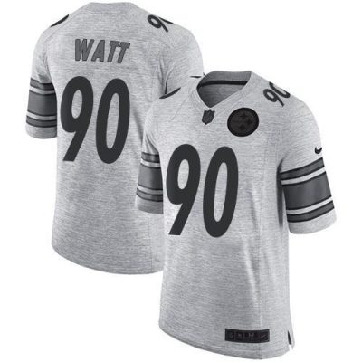 Nike Steelers #90 T. J. Watt Gray Stitched NFL Limited Gridiron Gray II Jersey