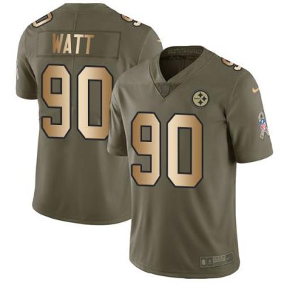 Nike Steelers #90 T. J. Watt Olive/Gold Stitched NFL Limited 2017 Salute To Service Jersey