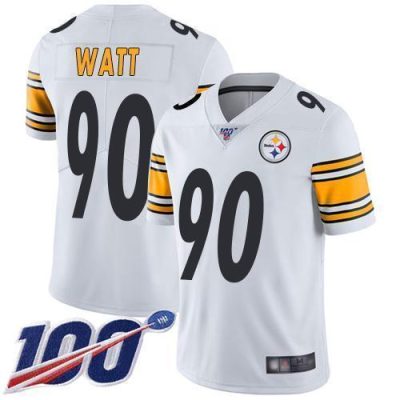 Nike Steelers #90 T. J. Watt White Stitched NFL 100th Season Vapor Limited Jersey